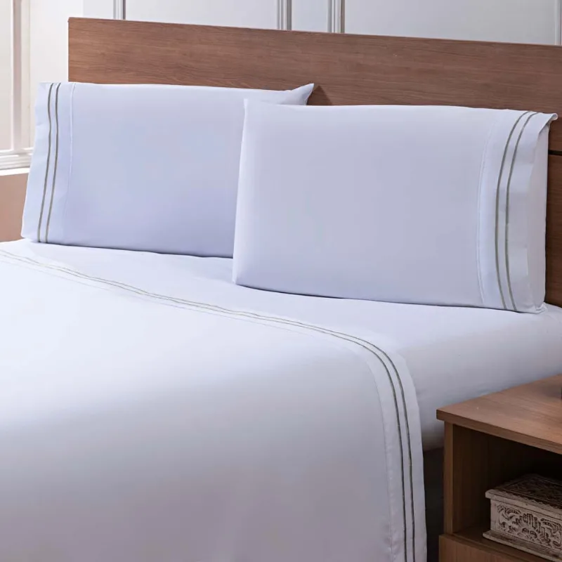 Jogo de Cama Percal Soft 300 Basics Queen Prata/unico