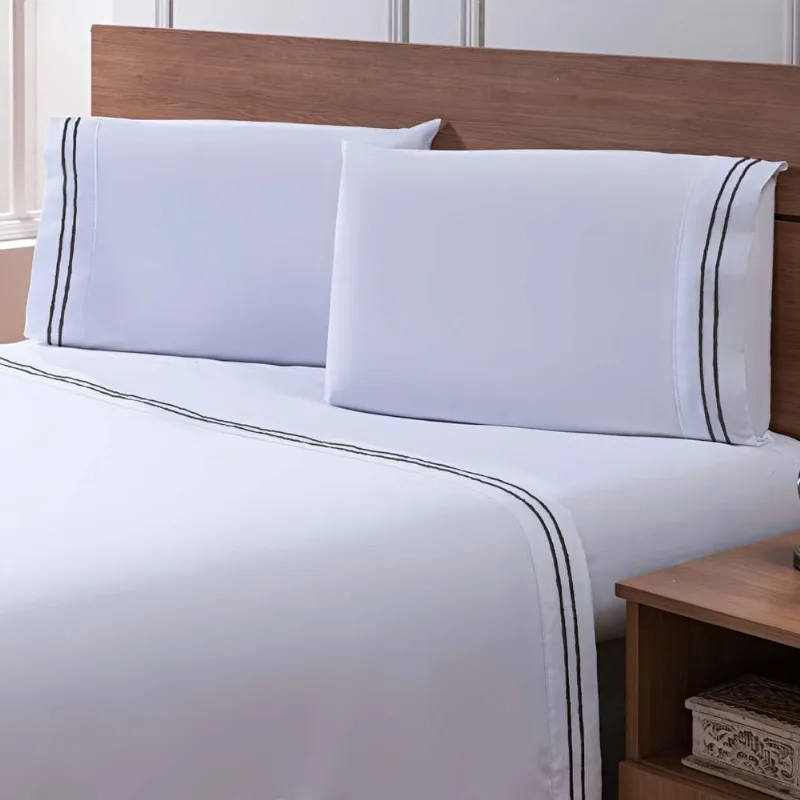 Jogo de Cama Percal Soft 300 Basics Queen Preto/unico