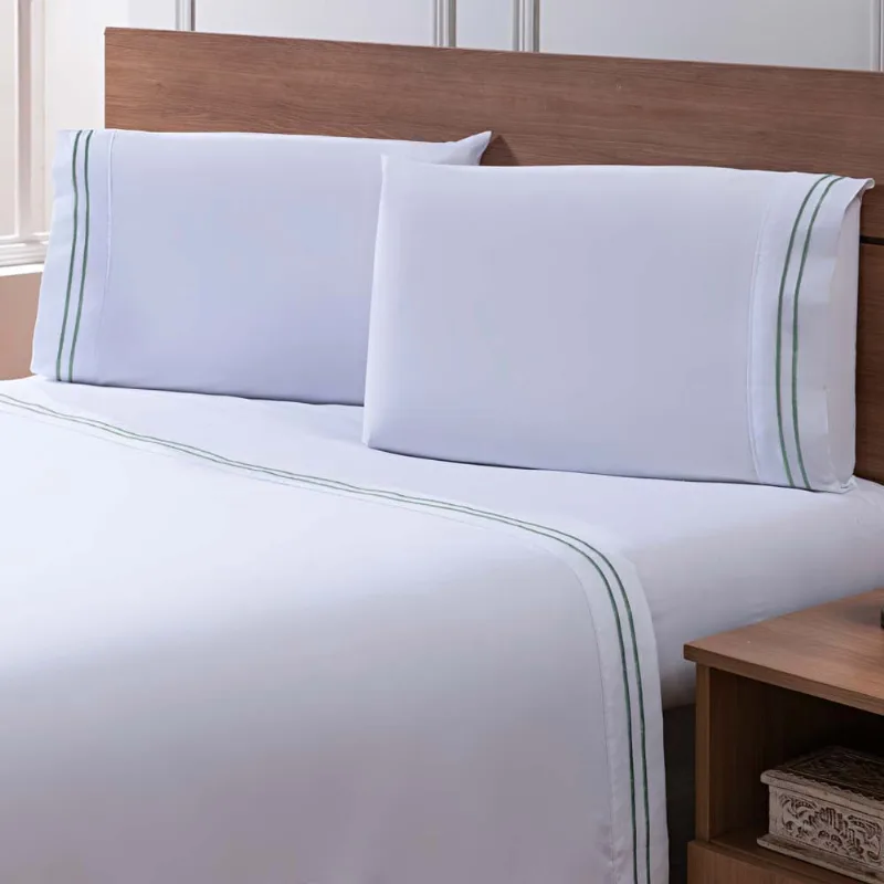 Jogo de Cama Percal Soft 300 Basics Queen Verde Menta/unico