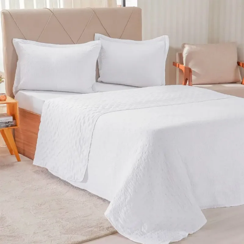 Colcha Plisse 2,40 X 2,60 Queen Branco