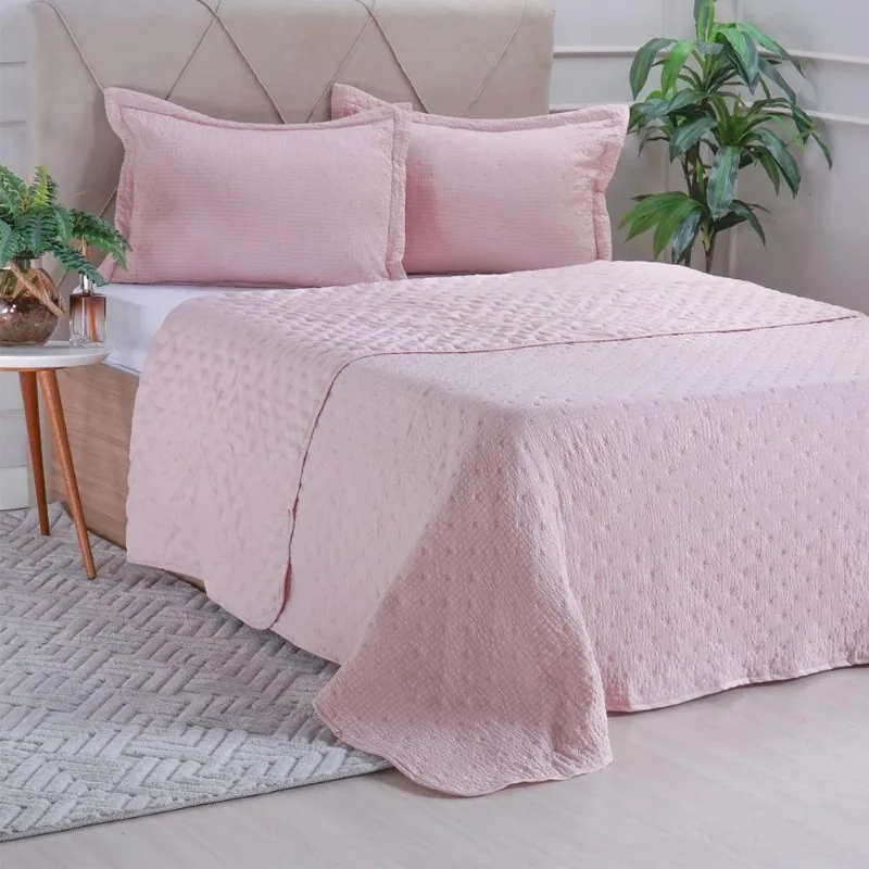 Colcha Plisse 2,40 X 2,60 Queen Rose