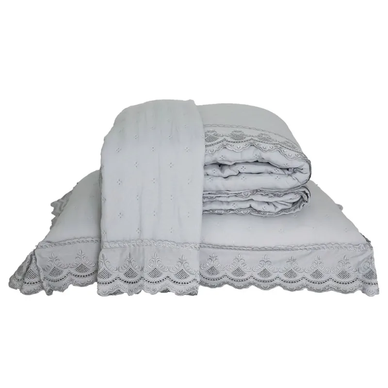 Colcha Percal Soft 300 Rendada Casal Lunar