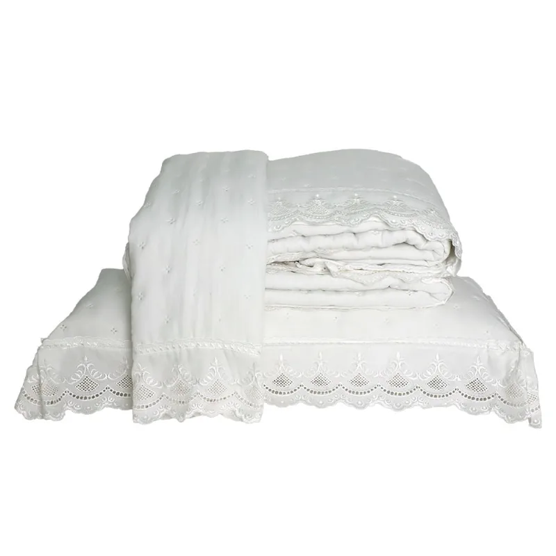 Colcha Percal Soft 300 Rendada King Branco