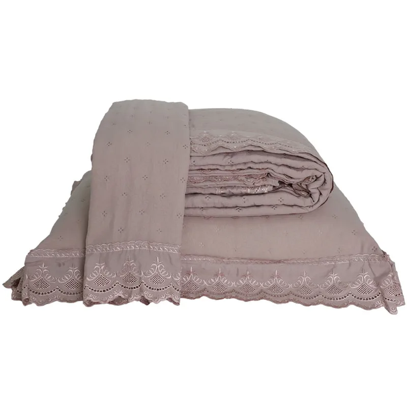 Colcha Percal Soft 300 Rendada King Rose