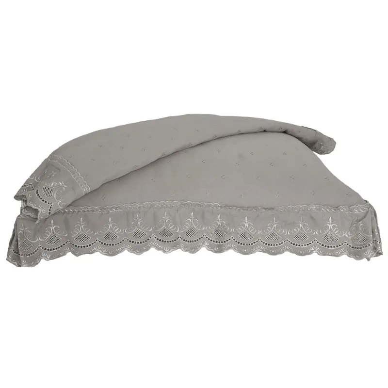 Porta Travesseiro 2pcs Percal Soft 300 Rendado Cinza Claro
