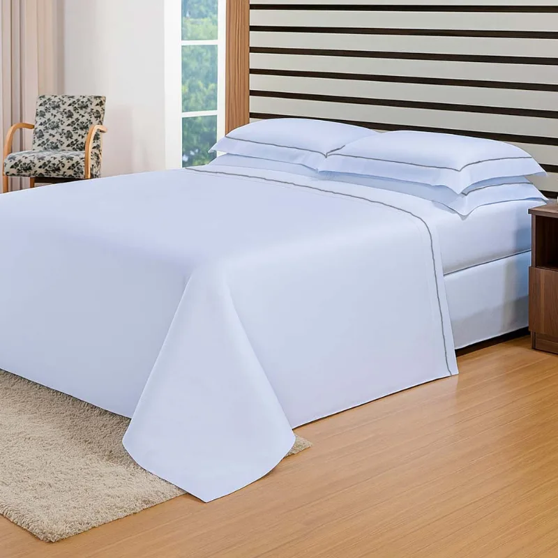 Jogo de Cama 300 Fios Modena Bordado Queen Branco/fendi