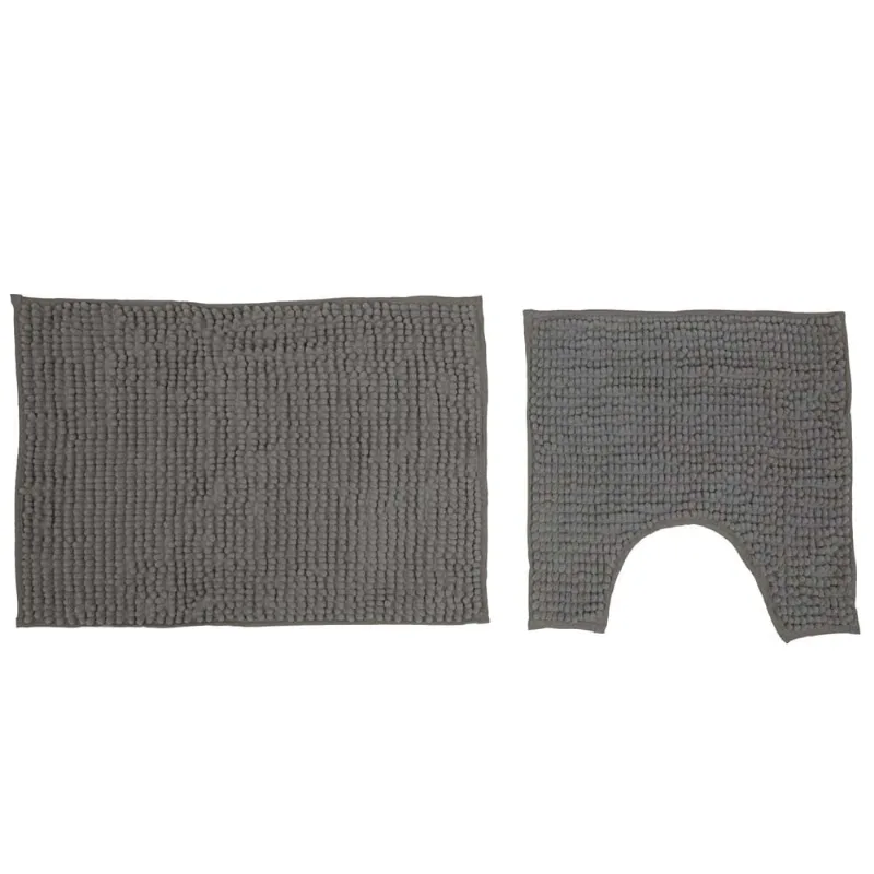 Jogo de Banheiro 2 Pcs Chenille Shaggy Smart Cinza