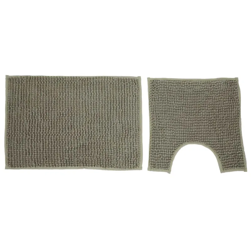 Jogo de Banheiro 2 Pcs Chenille Shaggy Smart Kaki