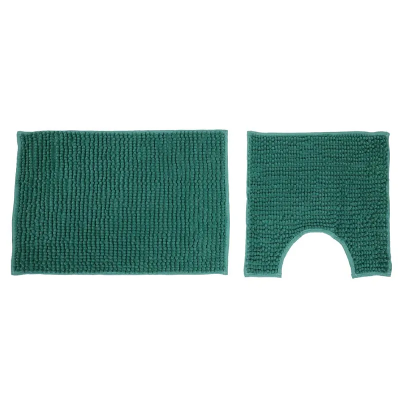 Jogo de Banheiro 2 Pcs Chenille Shaggy Smart Verde Floresta