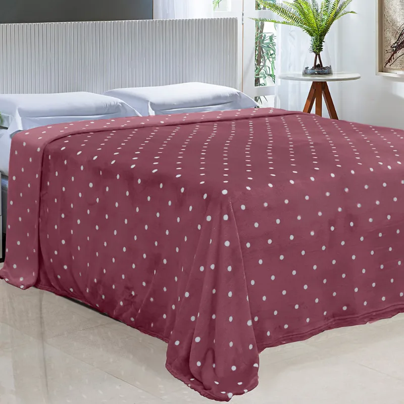 Cobertor Toque de Seda Poa Infantil 0,90 X 1,10 Vinho/branco