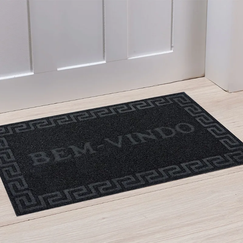 Tapete Porta Vinyl Bem Vindo 0,38 X 0,58 Preto