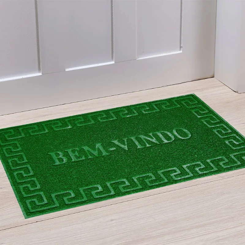 Tapete Porta Vinyl Bem Vindo 0,38 X 0,58 Verde