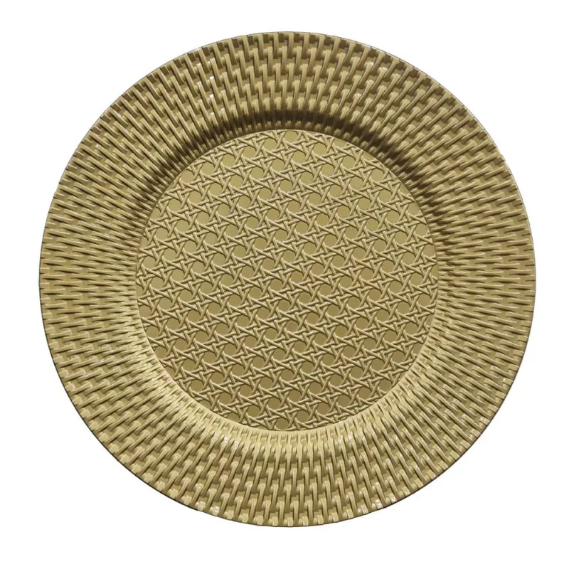 Sousplat Rattan 33cm Ouro