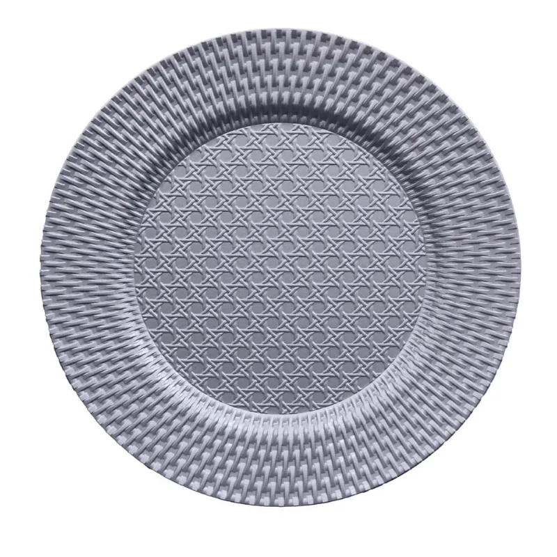 Sousplat Rattan 33cm Prata