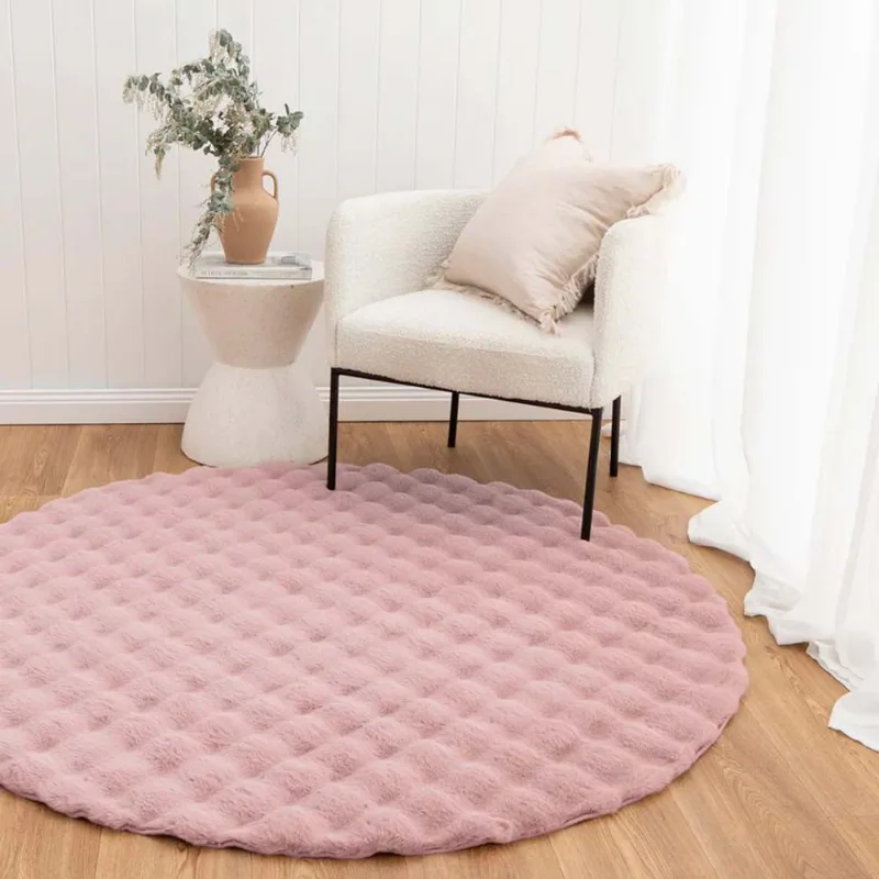 Tapete Pele Bubble 1,50 Redondo Rose