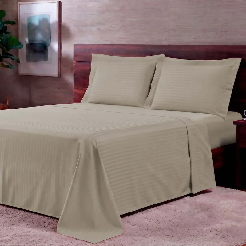Jogo de Cama 300 Fios Basics Stripe Casal Cinza Claro