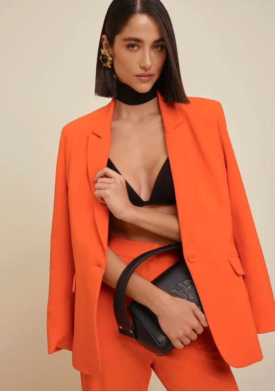 Blazer Morena Rosa Acinturado Com Lapela Laranja - Morena Rosa - Outlet