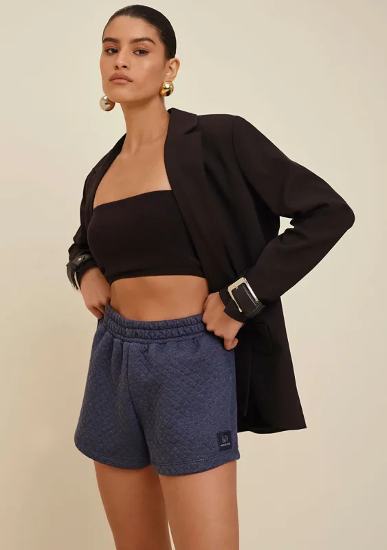 Shorts Morena Rosa Comfort Detalhe Matelasse Azul Marinho - Morena Rosa - Outlet