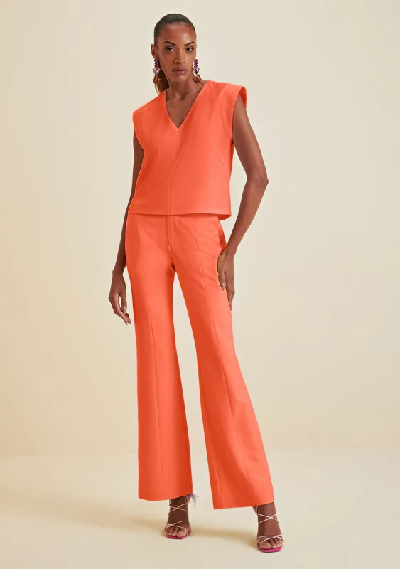 Calça Morena Rosa Boot Cut Cós Alfaiataria Bolso Faca Laranja - Morena Rosa - Outlet