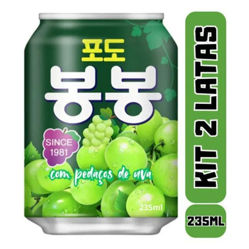 Kit 2 Latas Suco Bonbon Uva Verde Com Pedaços De Uva