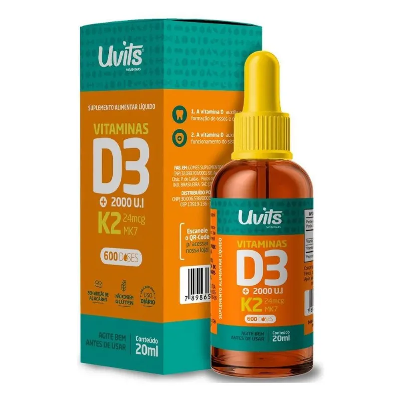 3x Vitamina D3 10.000ui + K2 120mcg Em 5 Gotas -120 Doses Uv