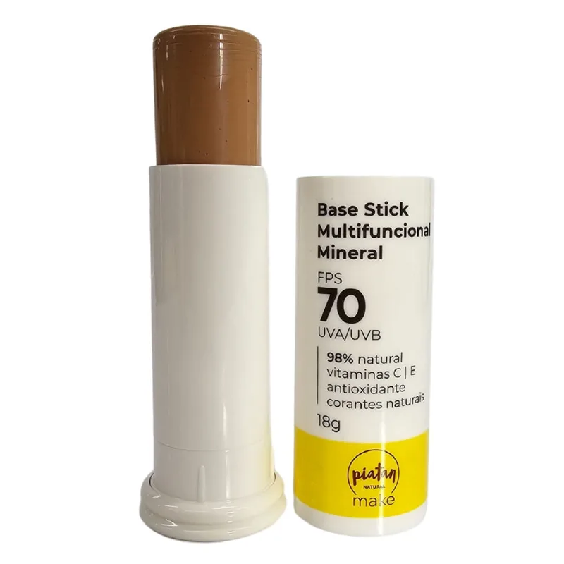 Base Stick Multifuncional Mineral fps 70 uva/uvb Bege Médio Vegano Make Piatan Natural 3,8g