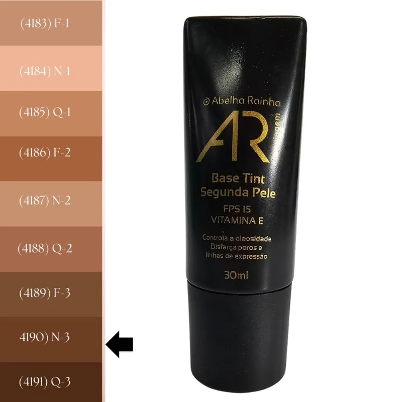 Base Tint Segunda Pele Bege Escuro N-3 fps 15 ar Maquiagem Abelha Rainha 30ml - Abelha Rainha