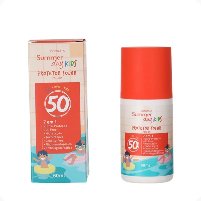Protetor Solar Kids Roll-On Fps 50 Ultraproteção Infantil Sem Óleo Summer Day Odorata 60Ml Ref 4730