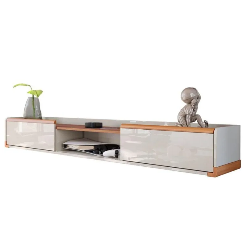 Rack Suspenso Atlas Sala De Estar-quarto - Lukaliam Móveis - Off White Perolizado-jequitiba - lukaliam móveis