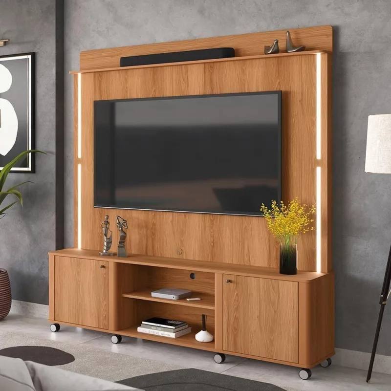 Home Rack Florença Com Led E Rodizios Lukaliam Móveis – Rack Para Tv Sala Moderna - Lukaliam Móveis