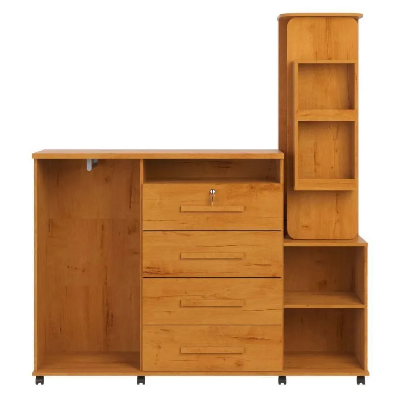 Cômoda Copacabana 4 Gavetas MDF-MDP Puxador Metálico Café Lukaliam - OUTRAS