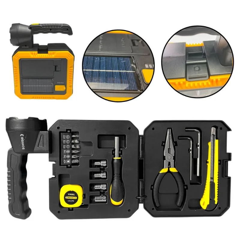 Lanterna De Mão Solar Recarregável Com Kit De Ferramentas