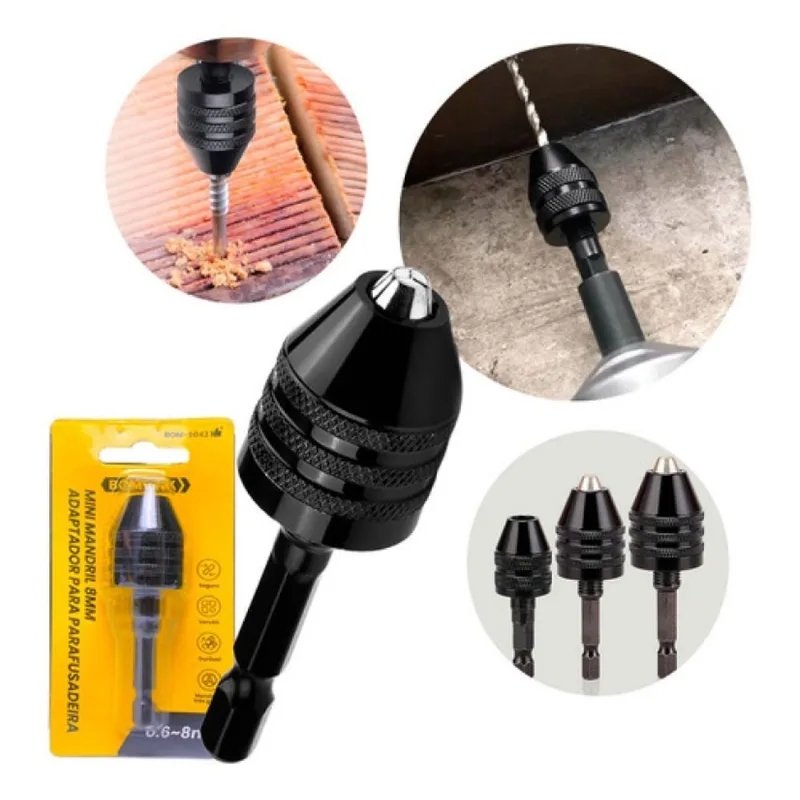 Mini Mandril Aperto Rápido 8mm Adaptador Parafusadeira