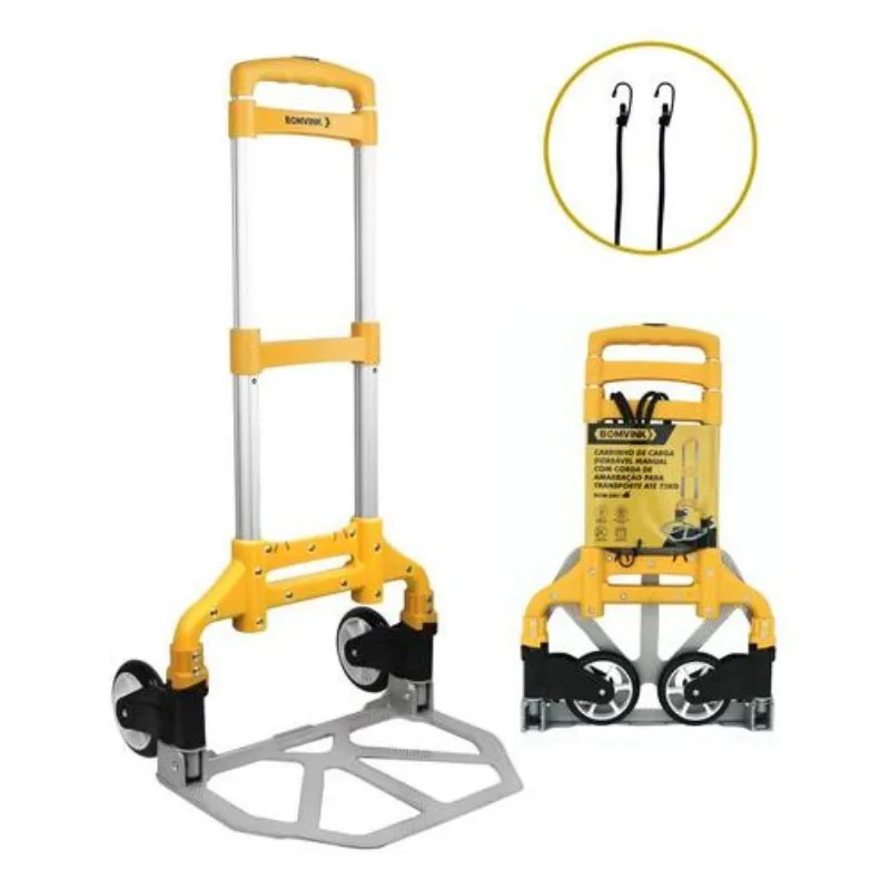 Carrinho de Carga Dobrável Manual com Corda de Amarração 75kg Bomvink Carrinho de Carga Dobrável Manual com Corda de Amarração 75KG