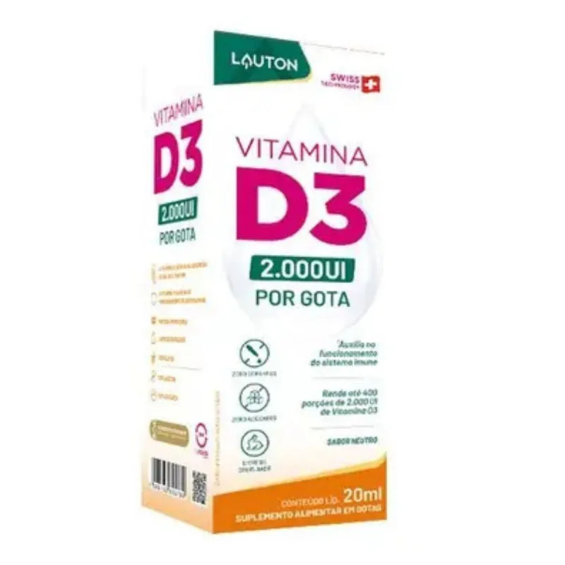 Vitamina D3 Colecalciferol 2000ui 20ml Neutro Lauton