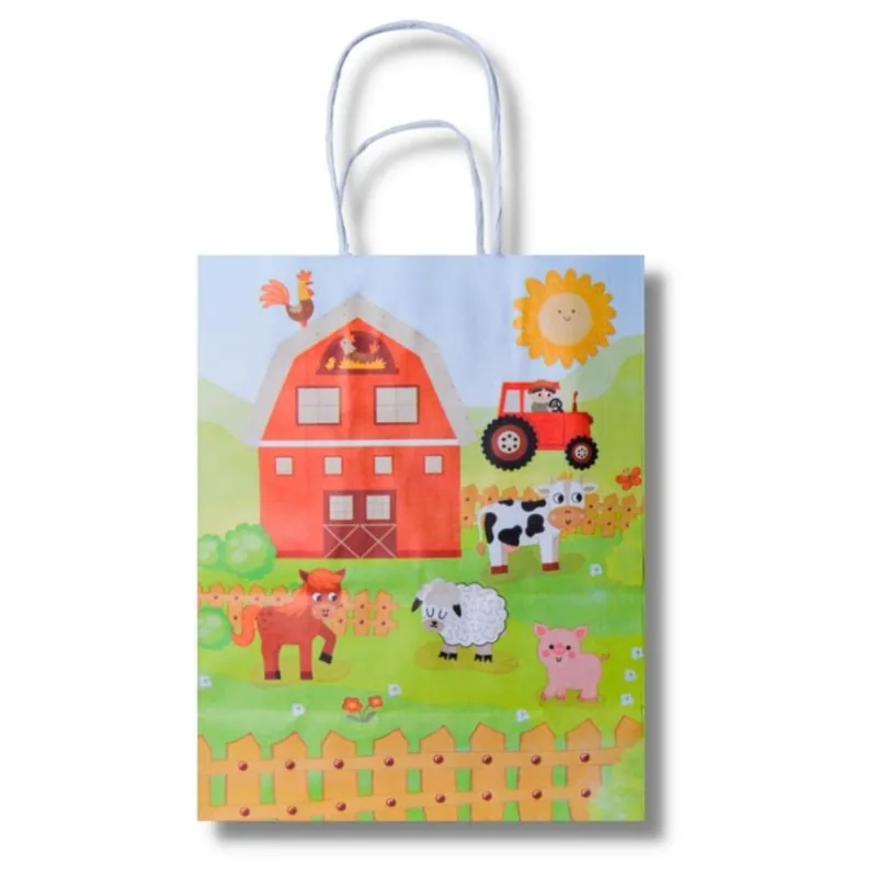 Kit 10 Sacolinha Kraft Fazendinha Infantil Para Lembrancinha