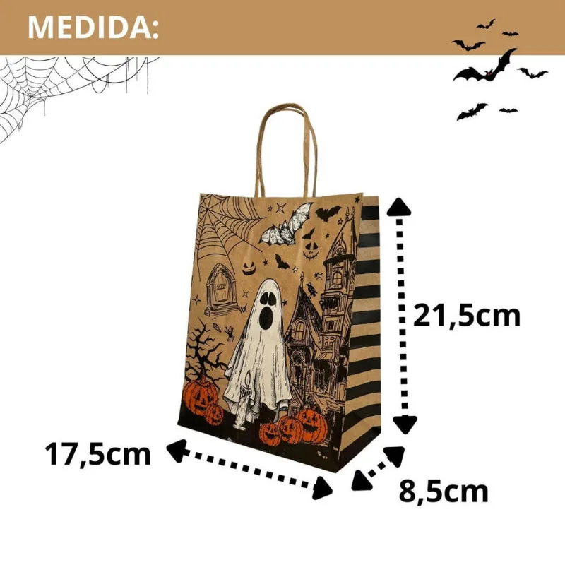 Kit 10 Sacola Papel Kraft Festa De Halloween Dia Das Bruxas
