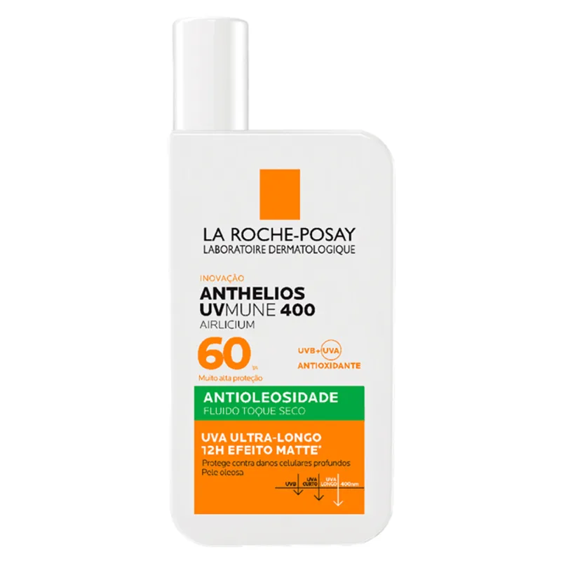 Protetor Solar Facial La Roche-Posay FPS 60 Anthelios UVMune 400 Arlicilium Antioleosidade 40ml Fluido