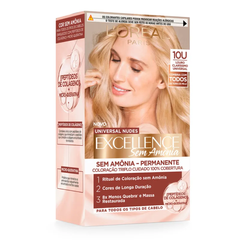 Tintura L'oreal Paris Universal Nudes Excellence cor 10U Louro Claríssimo Universal - IMEDIA - Higiene E Cuidados Pessoais