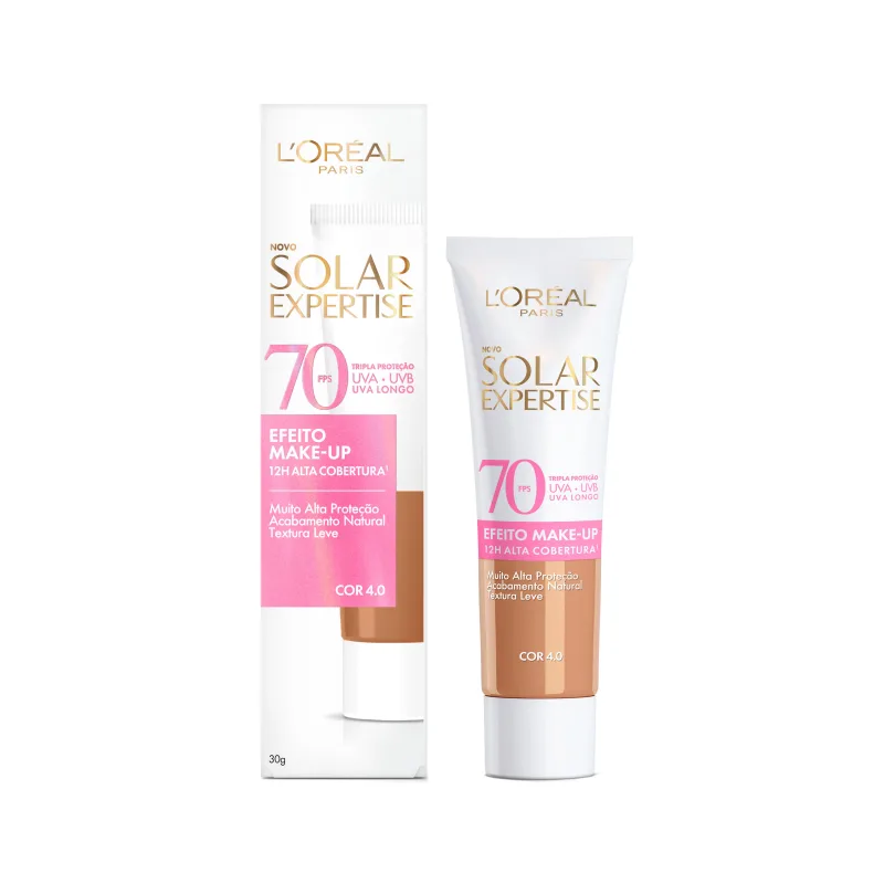 Protetor Solar Facial L’Oréal Paris Solar Expertise Efeito Make Up Com Cor 4.0 FPS70 30g - Loreal Paris - Dermo E Beleza