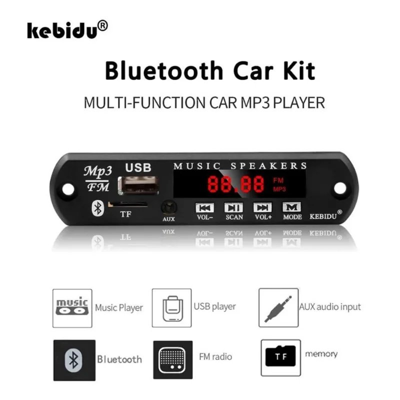 Kit Decodificador Bluetooth Mp3 + Placa Áudio Amplificador