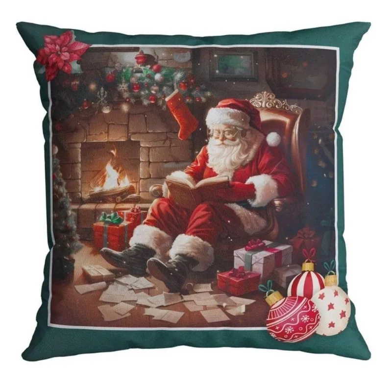 Almofada Natalina Belchior Papai Noel Leitor 43x43cm (MP)