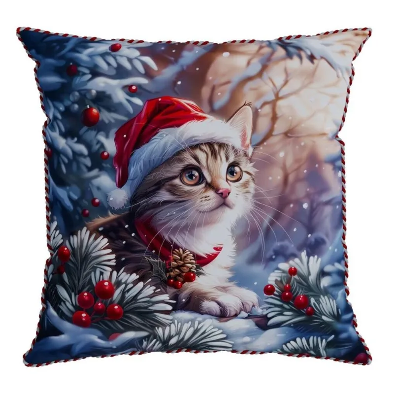 Almofada Natalina Belchior Gatinho Com Cordão 43x43cm (MP)