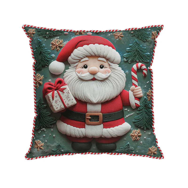 Almofada Belchior Natalina Detalhe Cordão São Francisco Tecido Rustic Linen Medida 43cmx43cm