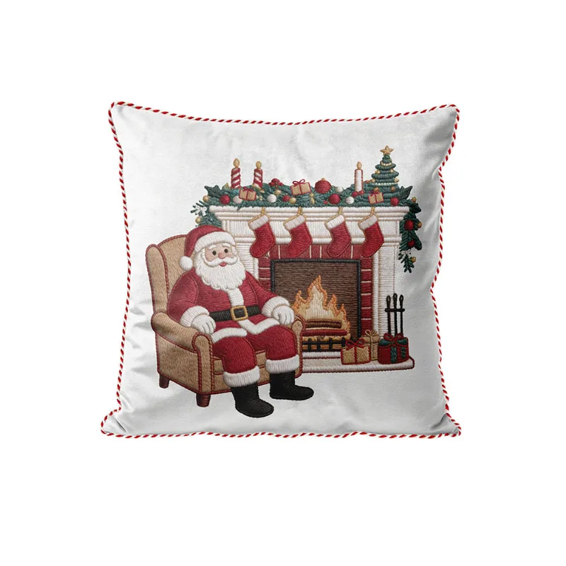 Almofada Belchior Natalina Detalhe Cordão Tecido Velveteen Medida 43cmx43cm