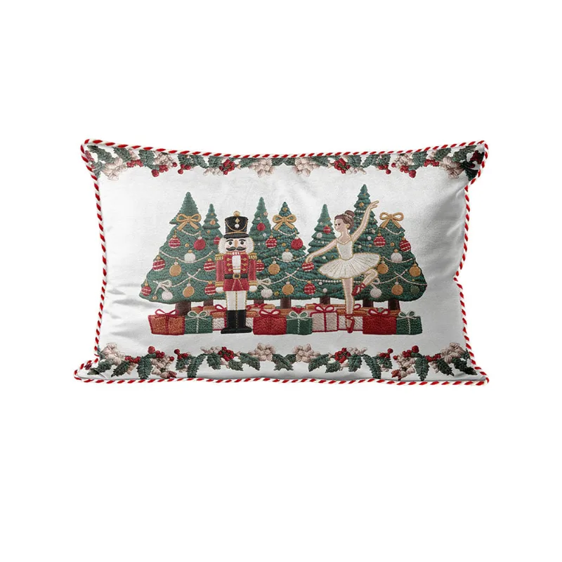 Almofada Belchior Natalina Detalhe Cordão Tecido Velveteen Medida 35cmx55cm
