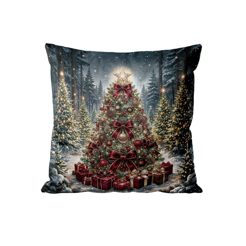Almofada Belchior Natalina Detalhe Em Led Tecido Velveteen Medida 43cmx43cm
