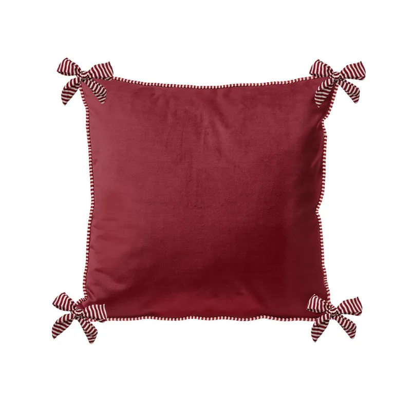 Almofada Belchior Natalina Cordone E Laços Tecido Velveteen Medida 43cmx43cm