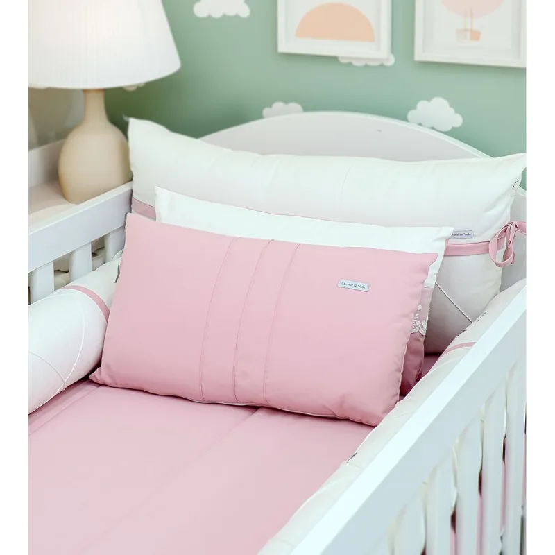 Kit de Berço Básico Chic com 7 Peças Rosa