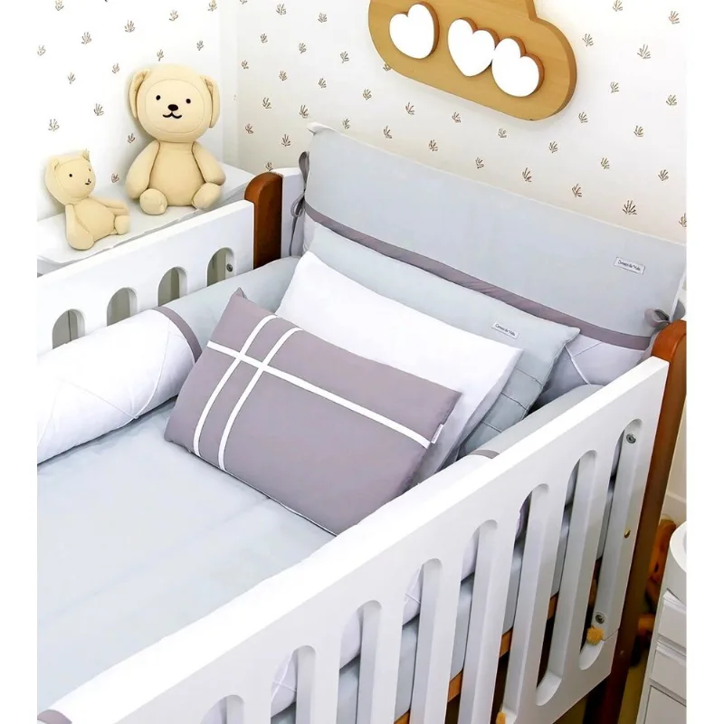 Kit de Berço Básico Chic com 7 Peças Cinza